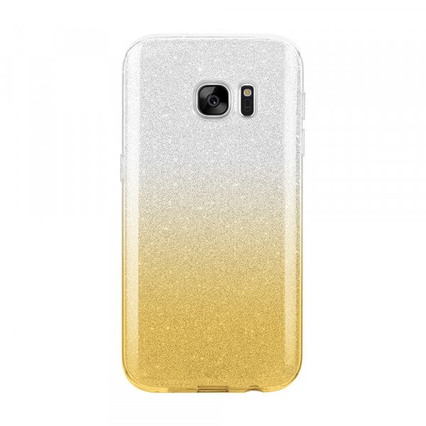 Wholesale Galaxy S7 Shiny Armor Hybrid Case (Silver - Gold)